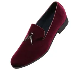 Amali Heath Burgundy Men’s Velvet Smoking Slippers