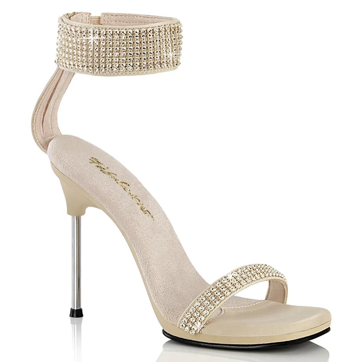 CHIC-40 Fabulicious 4 1/2" Chic Tan Faux Leather-/Tan Sexy Shoes (High Heels)
