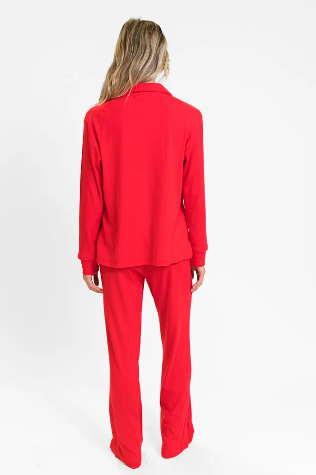 Drifting Off Red Ribbed Pajama Set FINAL SALE
