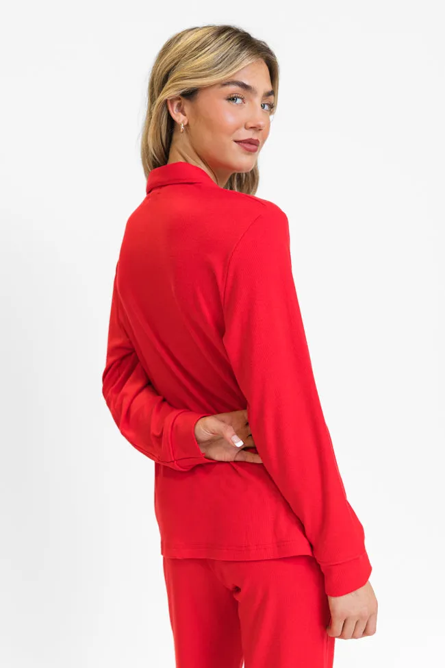 Drifting Off Red Ribbed Pajama Set FINAL SALE