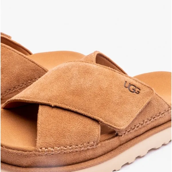 GOLDENSTAR Ladies Cross Slide Sandals Chestnut