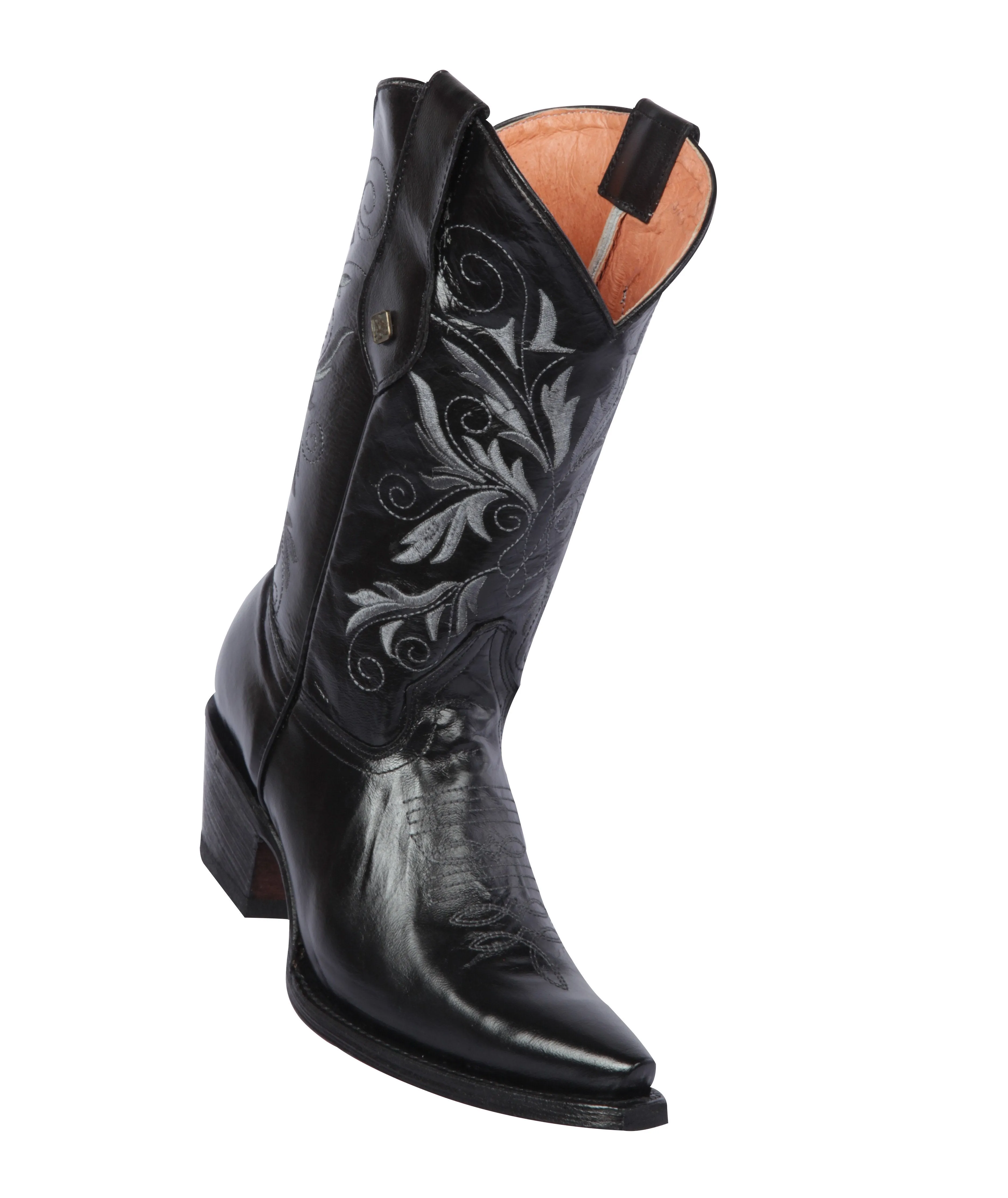 Quincy Boots Womens Grasso and Crazy Leather Black Snip Toe Western Boot